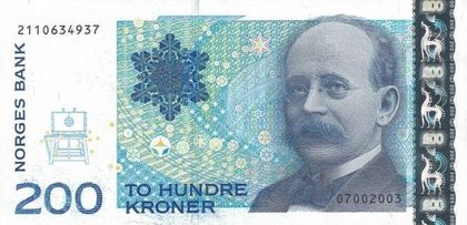 A 200 kroner banknote, front